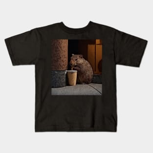 watercolor groundhog loves coffee Kids T-Shirt